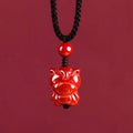 Buddha Stones Year Of The Horse Chinese Zodiac Engraved Design Cinnabar Blessing Rope Necklace Pendants