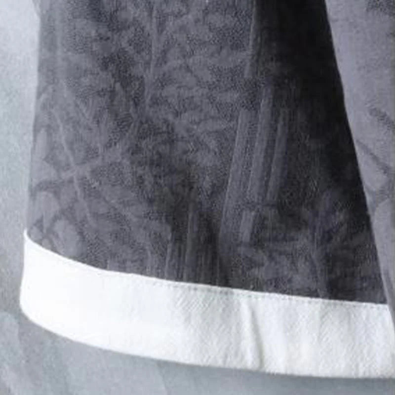Buddha Stones Summer Floral Pattern Frog-Button Half Sleeve Cotton Men's Shirt
