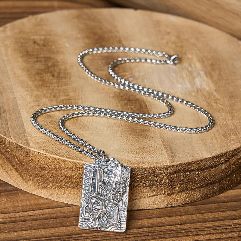 Buddha Stones Copper Black White Impermanence Pattern Balance Pendant Necklace