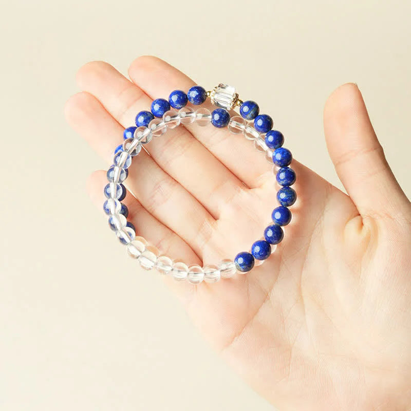 Buddha Stones Lapis Lazuli Clear Quartz Balance Beaded Bracelet