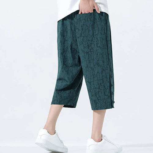 Buddha Stones Summer Drawstring Elastic Waist Men's CapriÂ Tapered Pants