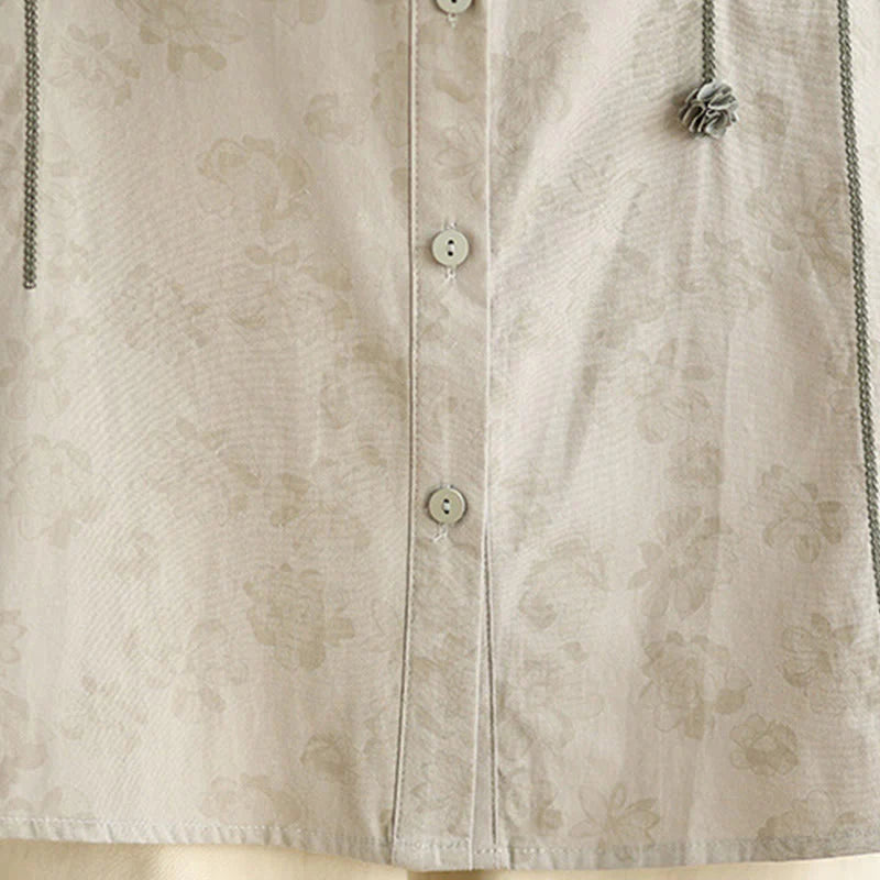 Buddha Stones Casual Embroidered Florals Women's Long Sleeve Polyester Shirt