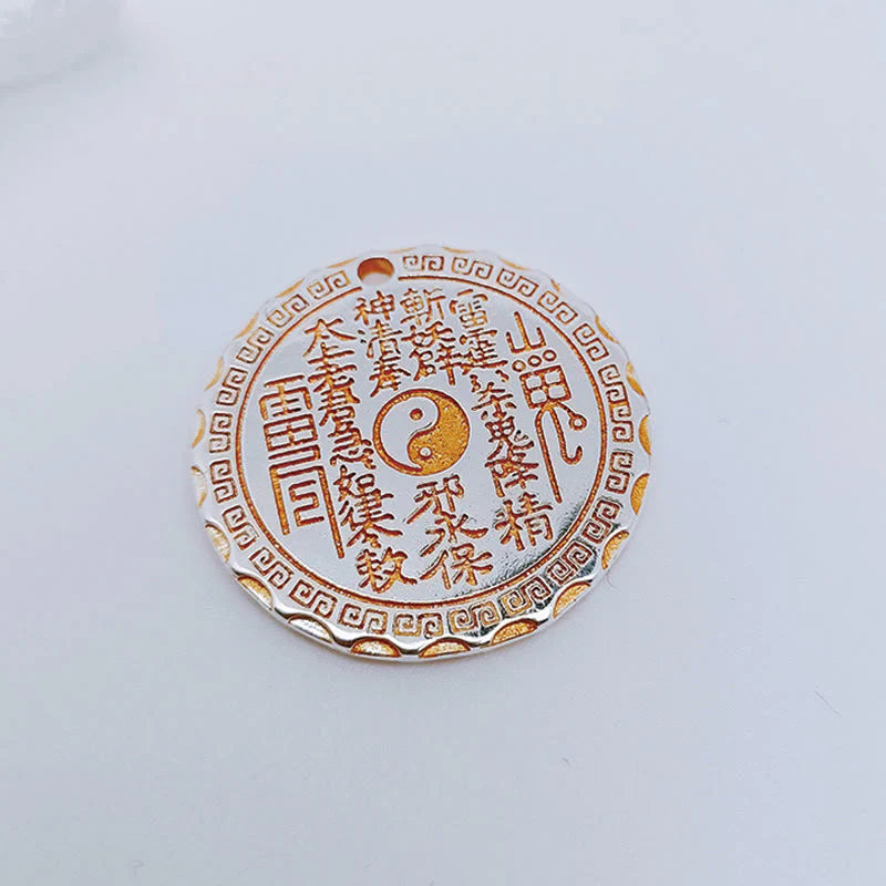 Buddha Stones Mountain Ghosts Spend Money Yin Yang Bagua Design Copper Harmony Necklace Pendant