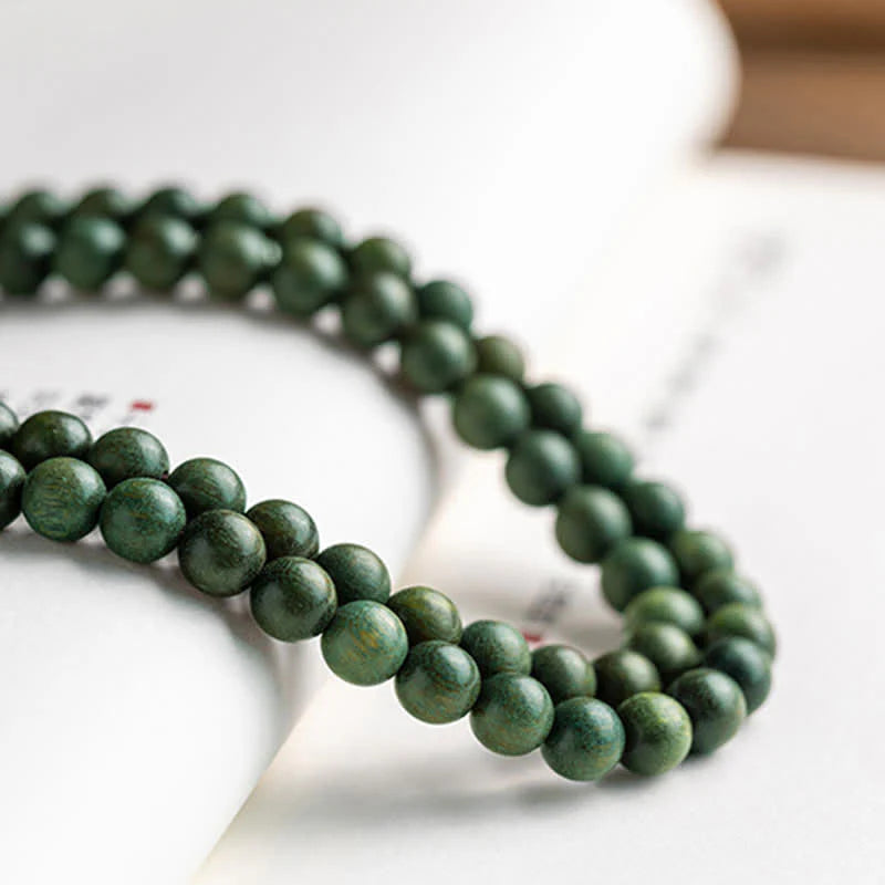Buddha Stones 108 Mala Beads Green Sandalwood Boxwood Lotus Positive Bracelet (Extra 35% Off | USE CODE: FS35)