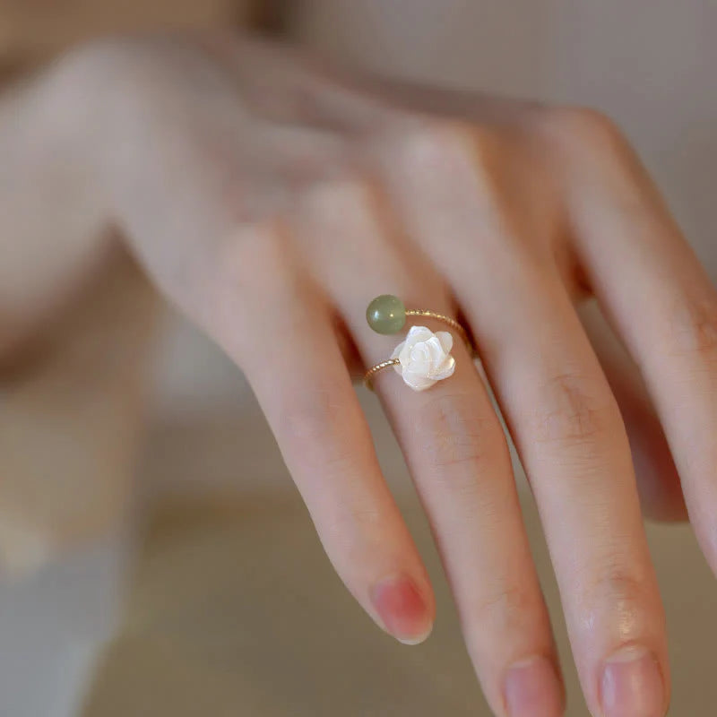 FREE Today: The Lucky Rose Flower Jade Tridacna Ring