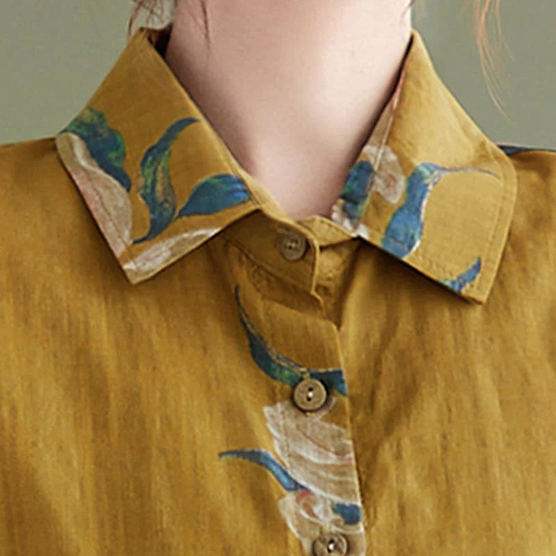 Buddha Stones Literary Artistic Flower Print Cotton Clothing