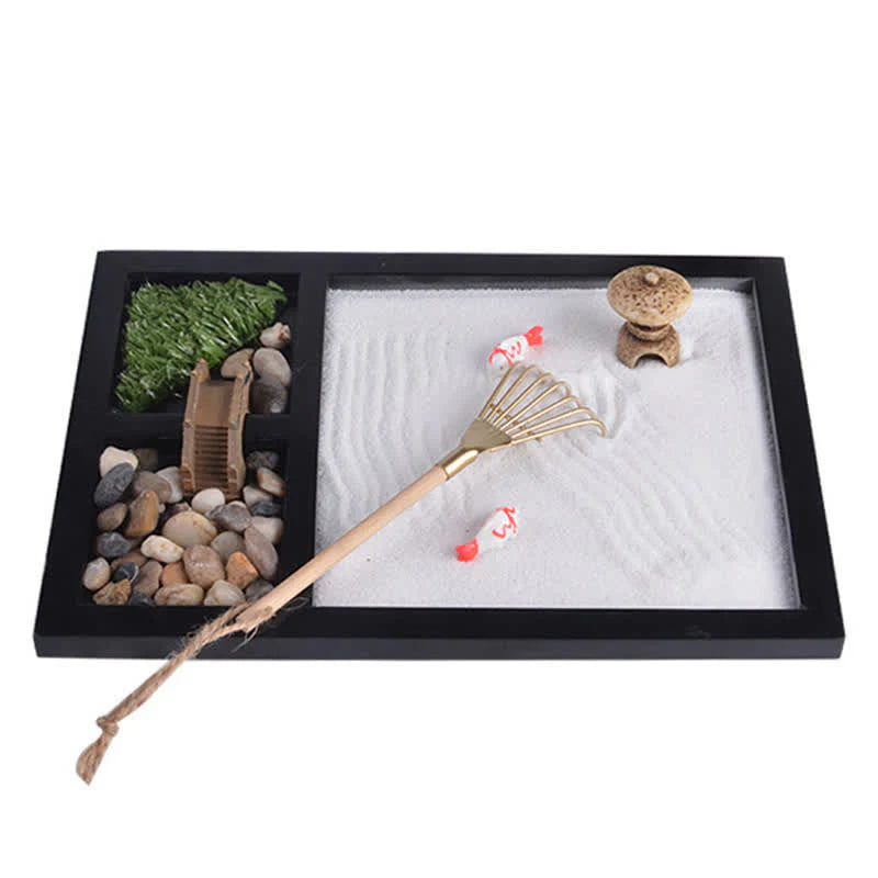 Buddha Stones Koi Fish Small Bridge Calm Peace Meditation Zen Garden Decoration
