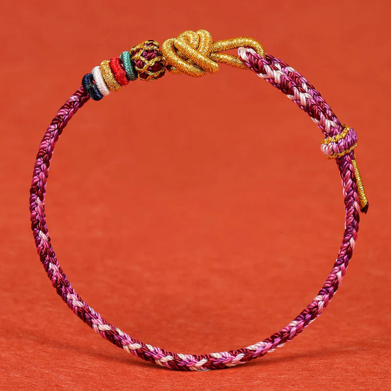Buddha Stones Handmade Dunhuang Colorful Rope Protection Braid String Bracelet