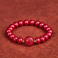 Buddha Stones Chinese Zodiac Year Of The Horse Carved Cinnabar Peaceful Blessing Bracelet
