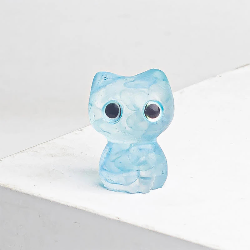 Buddha Stones Crystal Drip Resin Small Cat Purification Decoration Statue