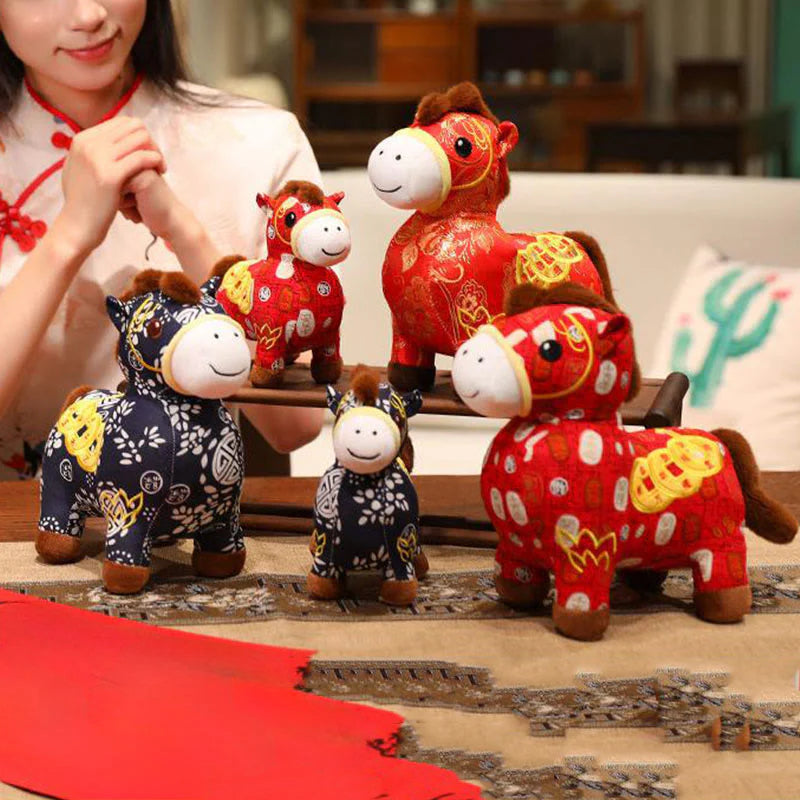 Buddha Stones Year of the Horse Copper Coins Plush Doll Home Decoration