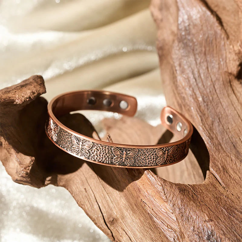 Buddha Stones Copper Open Butterfly Balance Self Care Adjustable Cuff Bracelet Bangle