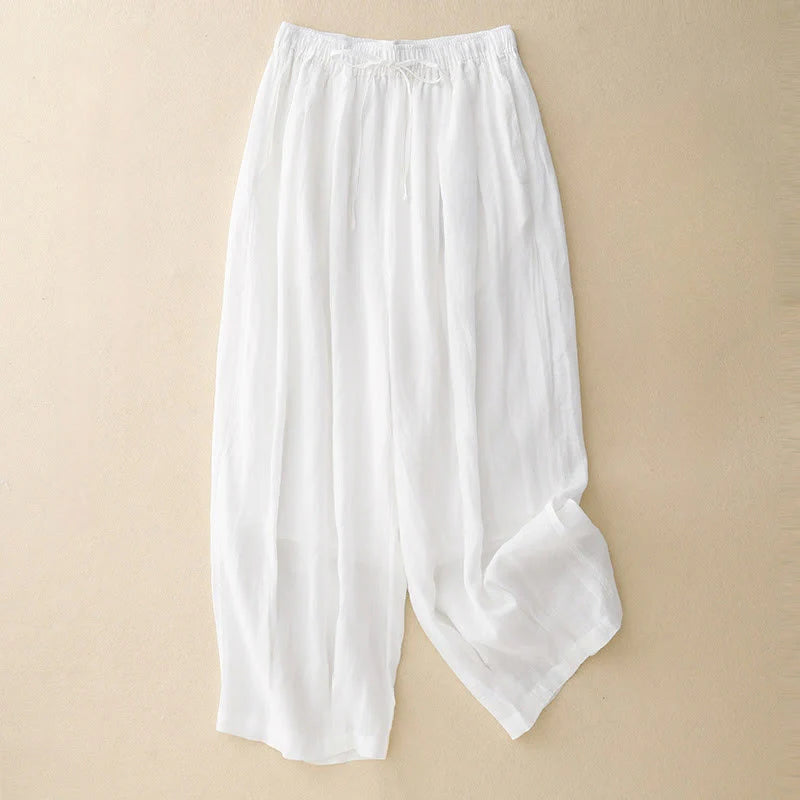 Buddha Stones Casual Loose Double Layer 7-8 Length Cropped Pants Women's Pants With Pockets