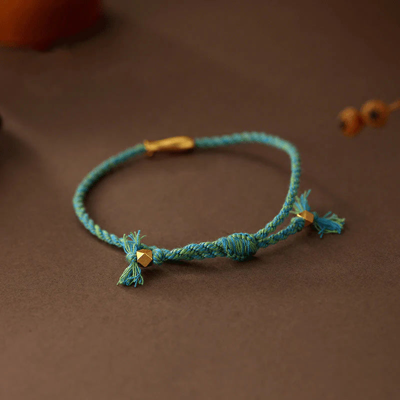Buddha Stones Copper Lucky Koi Fish Luck Rope Bracelet