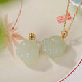 Buddha Stones 925 Sterling Silver Hetian White Jade Cute Cat Paw Luck Necklace Pendant