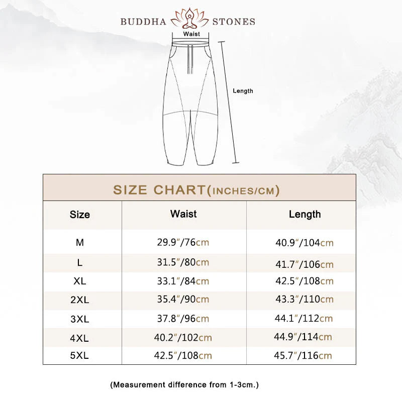 Buddha Stones Casual Men's Solid Color Cotton Drawstring Pants With Pockets