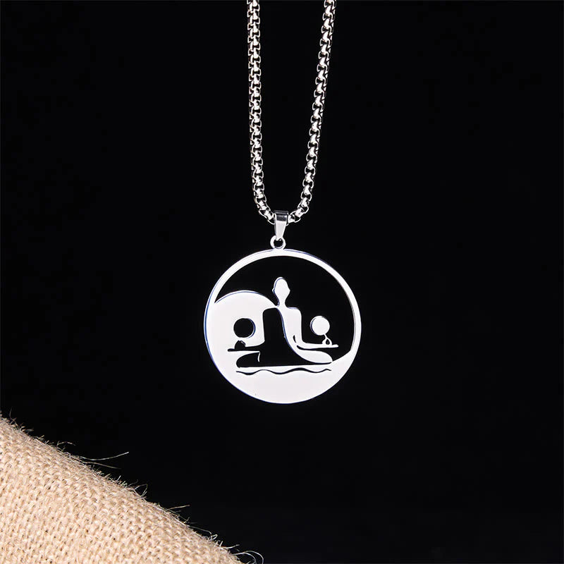 Buddha Stones Yin Yang Buddha Figure Hollow Design Stainless Steel Balance Necklace Pendant