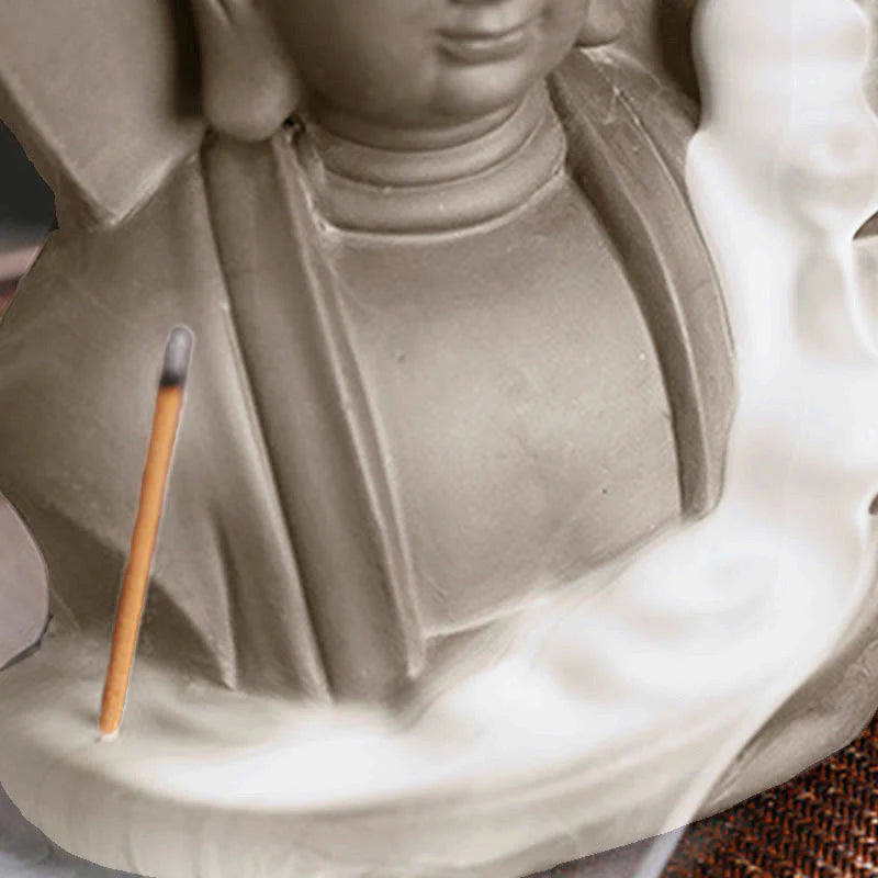 Buddha Stones Tibetan Avalokitesvara Buddha Lotus Healing Backflow Smoke Fountain Incense Burner