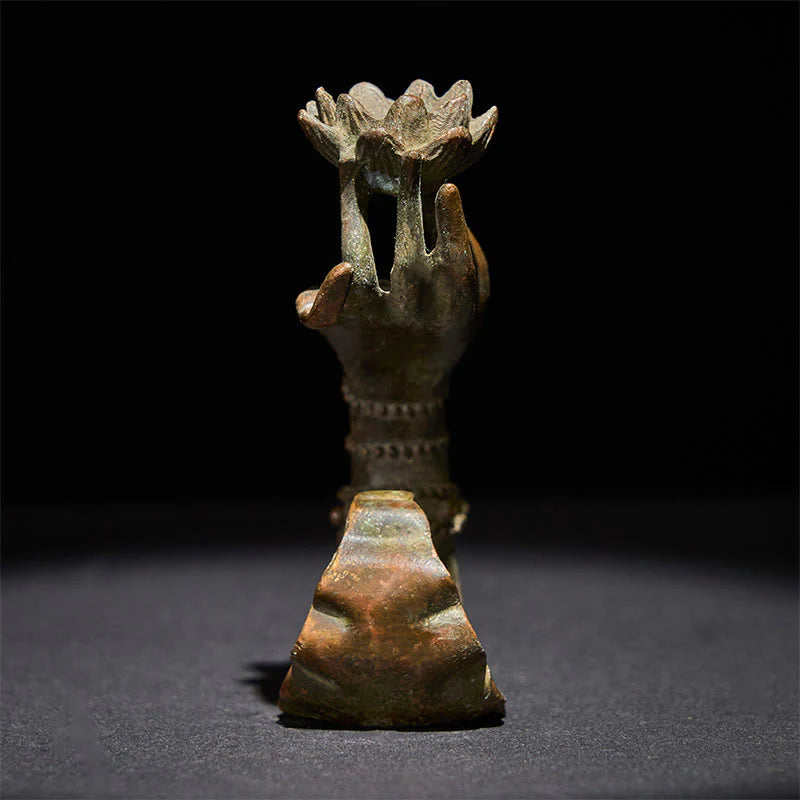 Buddha Stones Classic Buddha's Hand Lotus Alloy Home Decoration 4.7*2.9*8.4 cm