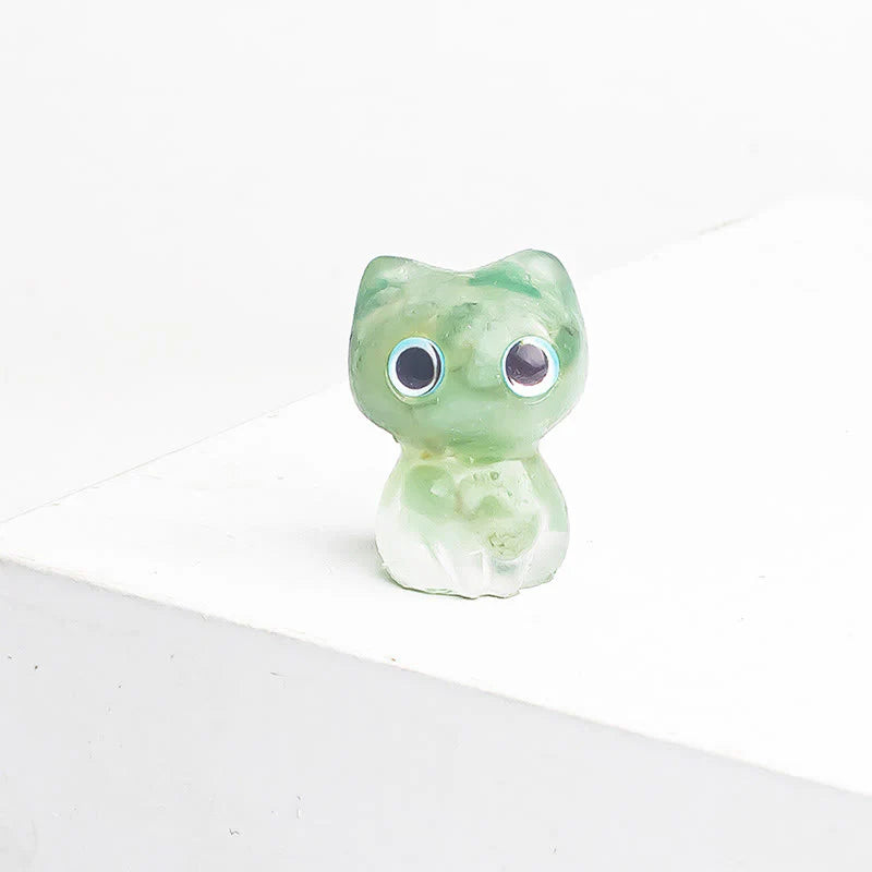 Buddha Stones Crystal Drip Resin Small Cat Purification Decoration Statue