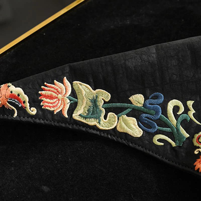 Buddha Stones Fish Flower Phoenix Embroidery Xiangyunsha Silk Shoulder Bag