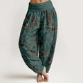 Buddha Stones Pure Cotton Blooming Flowers Branches Leaves Women's Elastic Waist Harem Pants