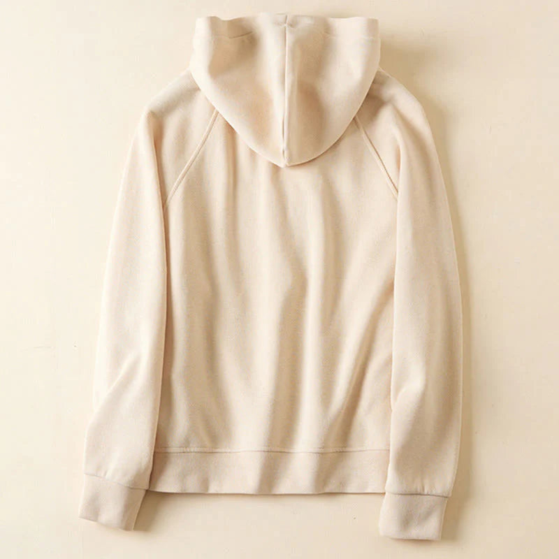 Buddha Stones Plain Buttons Women's Cotton Hooded Jacket With Pockets