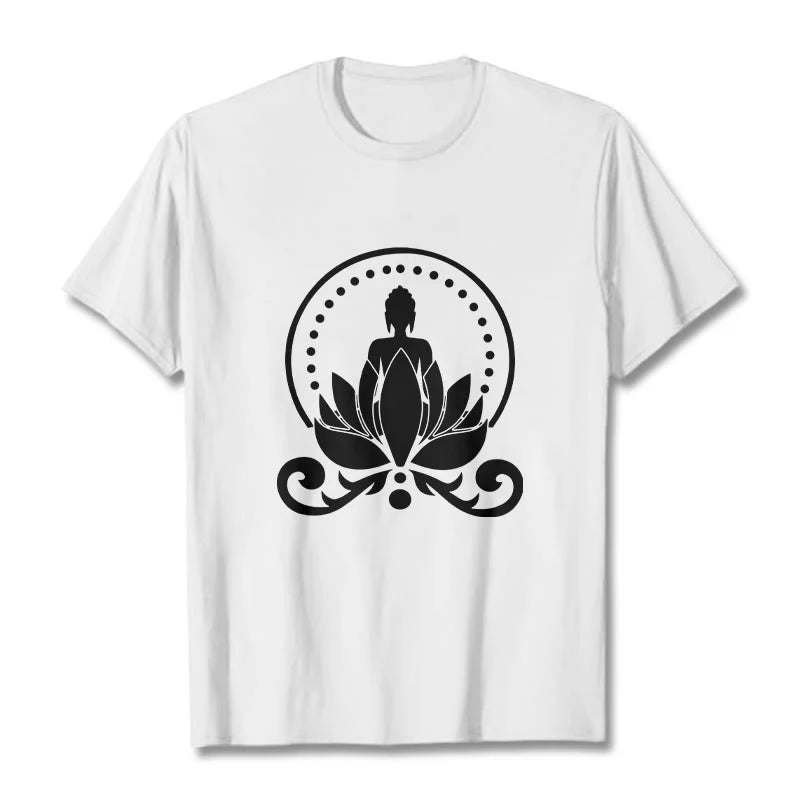 Buddha Stones Meditation Buddha Seated On A Lotus Flower Tee T-shirt