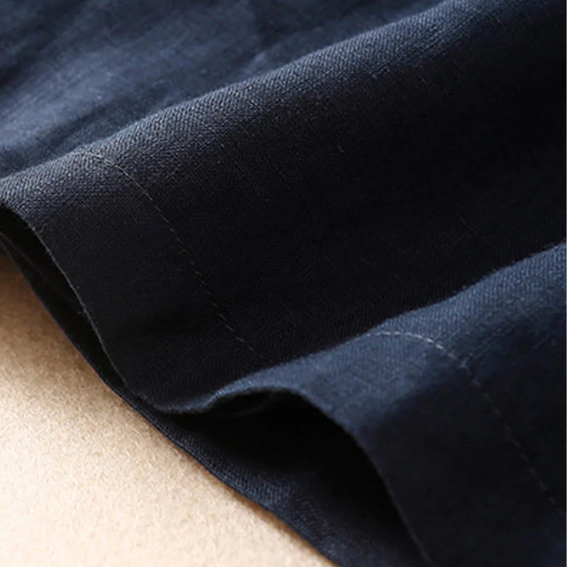Buddha Stones Vintage Summer Asymmetrical High Waist Women's Cotton Linen Skirt With Pockets