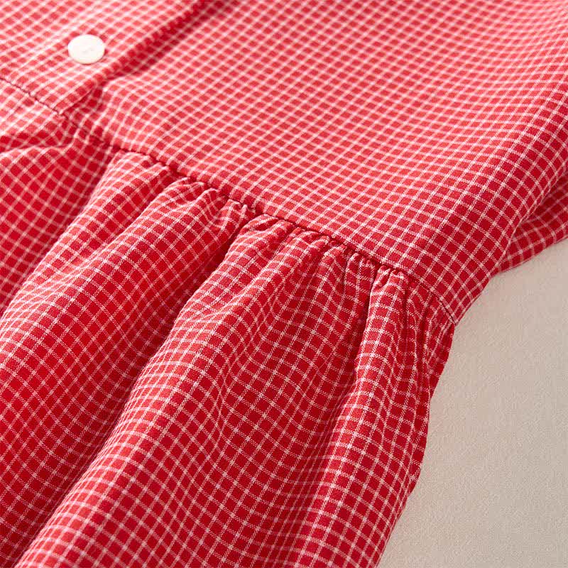 Buddha Stones Summer Coral Gingham Sleeveless A Line Vacation Casual Knee Length Dress With Pockets