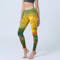 Buddha Stones Symmetrical Om Symbol Lotus Flower Small Flower Tree Cloud Pattern Print Gym Leggings Women's Yoga Pants
