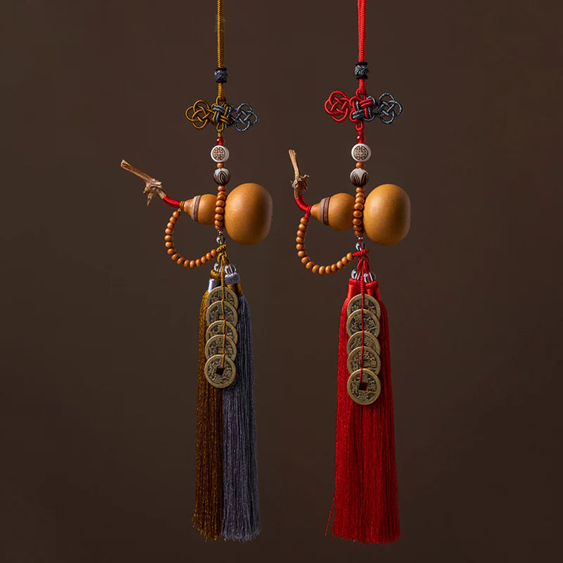 Buddha Stones Feng Shui Coins Gourd Chinese Knot Lucky Coins Five Emperor Money Wealth Tassels Decoration