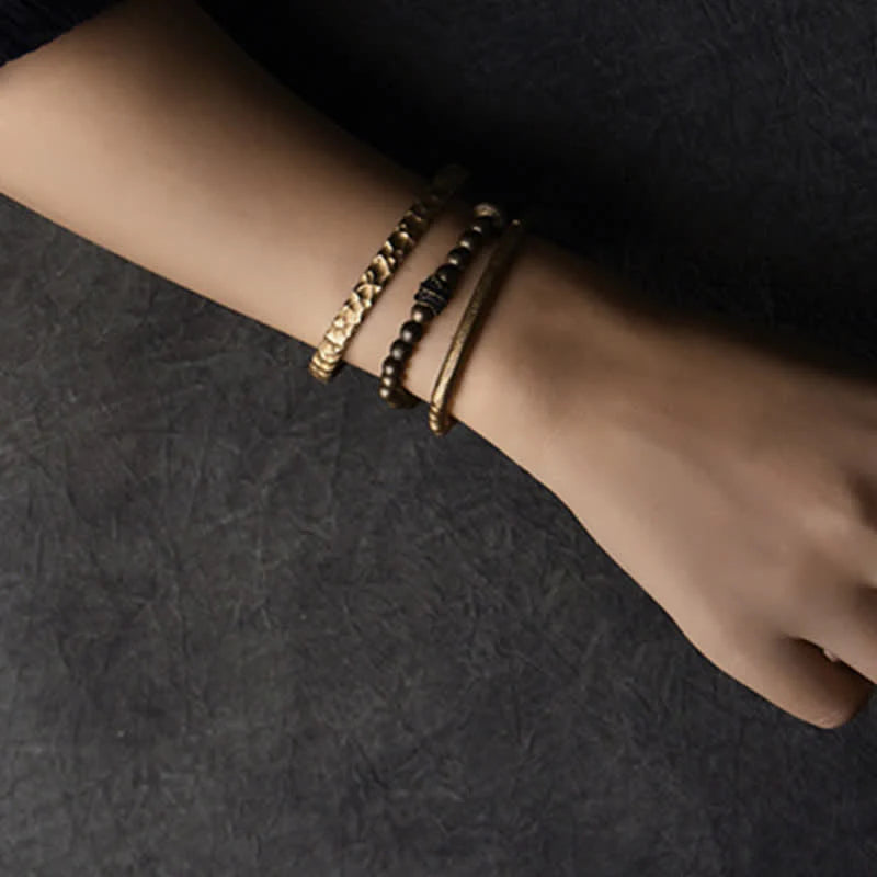 Buddha Stones Lava Rock Stone Copper Balance Cuff Bracelet Bangle (Extra 30% Off | USE CODE: FS30)