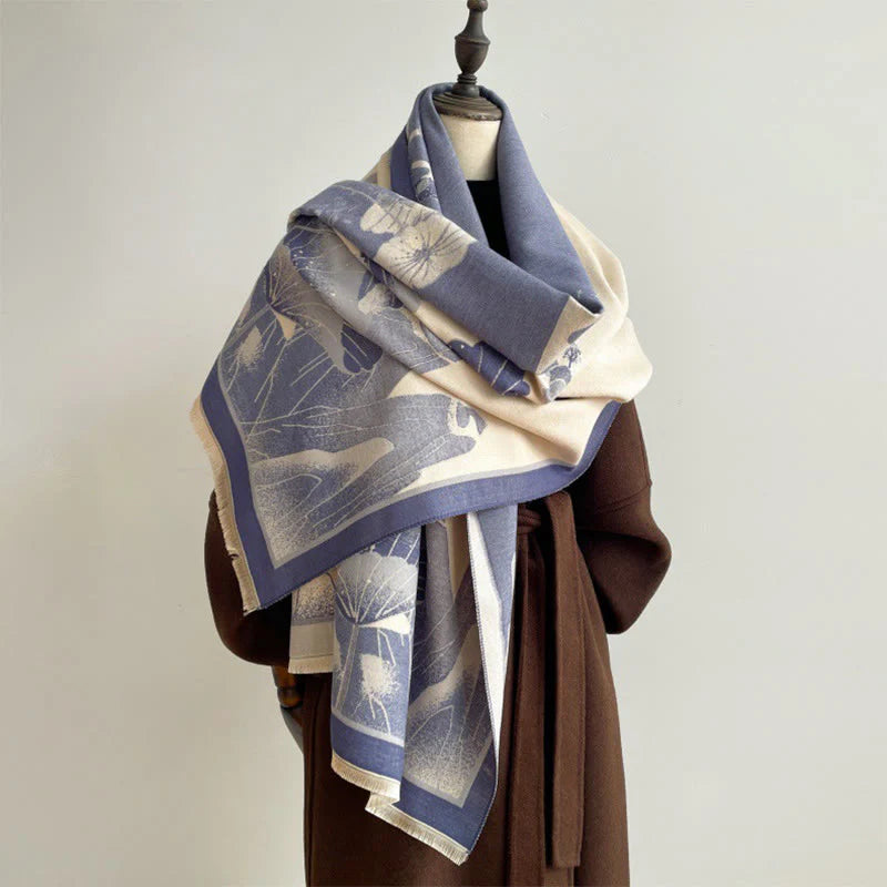 Buddha Stones Winter Mountain Lotus Flowers Leaves Pattern Soft Scarf Shawl