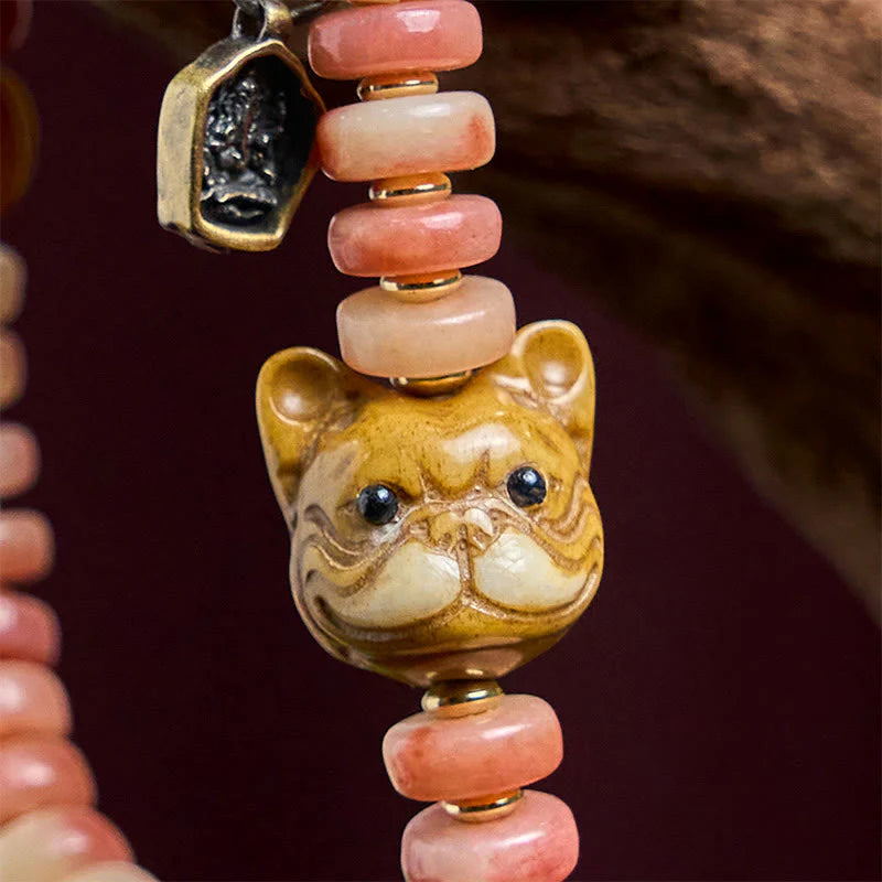 Buddha Stones Natural Tibetan Camel Bone Purple Blood Beads Pug Luck Bracelet