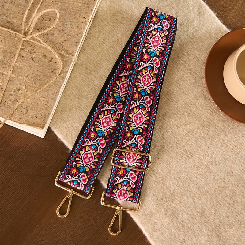 Buddha Stones Bohemian Flower Geometric Stripes Embroidery Adjustable Handbags Crossbody Shoulder Bag Purse Straps Replacement