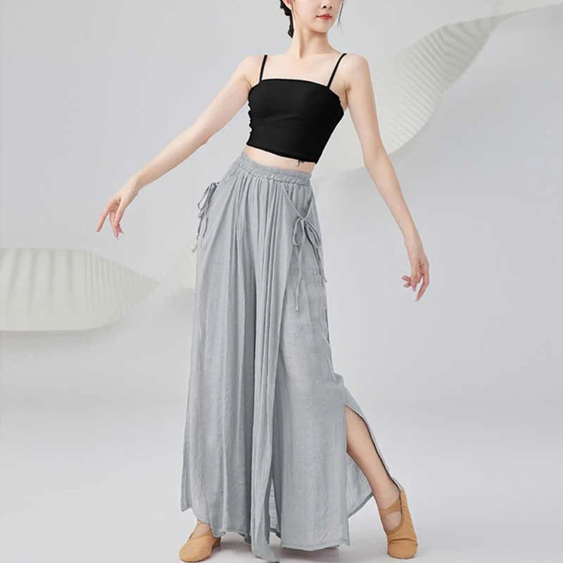 Buddha Stones Solid Color Loose Cotton Linen Wide Leg Pants For Yoga Classical Dance (Extra 35% Off | USE CODE: FS35)