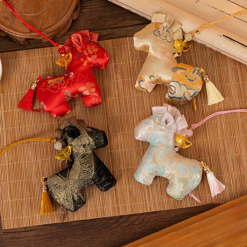 Buddha Stones Year Of The Horse Red String Tassel Embroidery Hanging Decoration