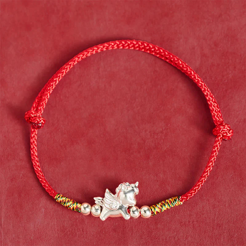 Buddha Stones 925 Sterling Silver Year Of The Horse Prosperity String Bracelet