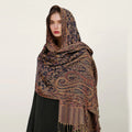 Buddha Stones Ethnic Daily Tibetan Paisley Pattern Tassel Cozy Scarf Shawl