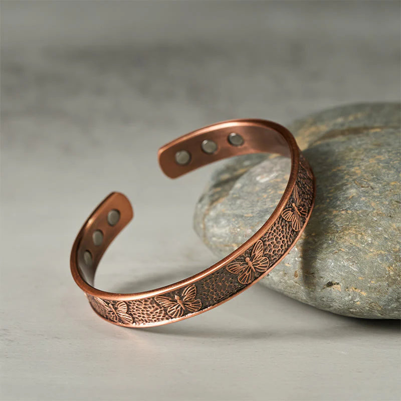 Buddha Stones Copper Open Butterfly Balance Self Care Adjustable Cuff Bracelet Bangle