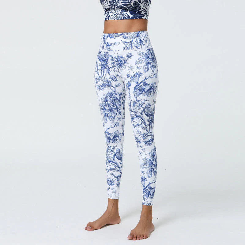 Buddha Stones Flowers Leaves Dandelions Pineapples Print Sports Fitness High Waist Leggings Women's Yoga Pants