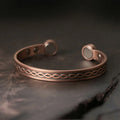 Buddha Stones Interwoven Loop Pattern Copper Balance Luck Open Cuff Bracelet Bangle