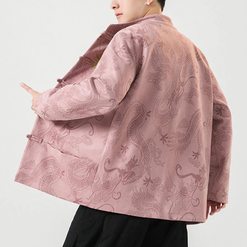 Buddha Stones Bamboo Dragon Frog-Button Desgin Long Sleeve Men's Jacket
