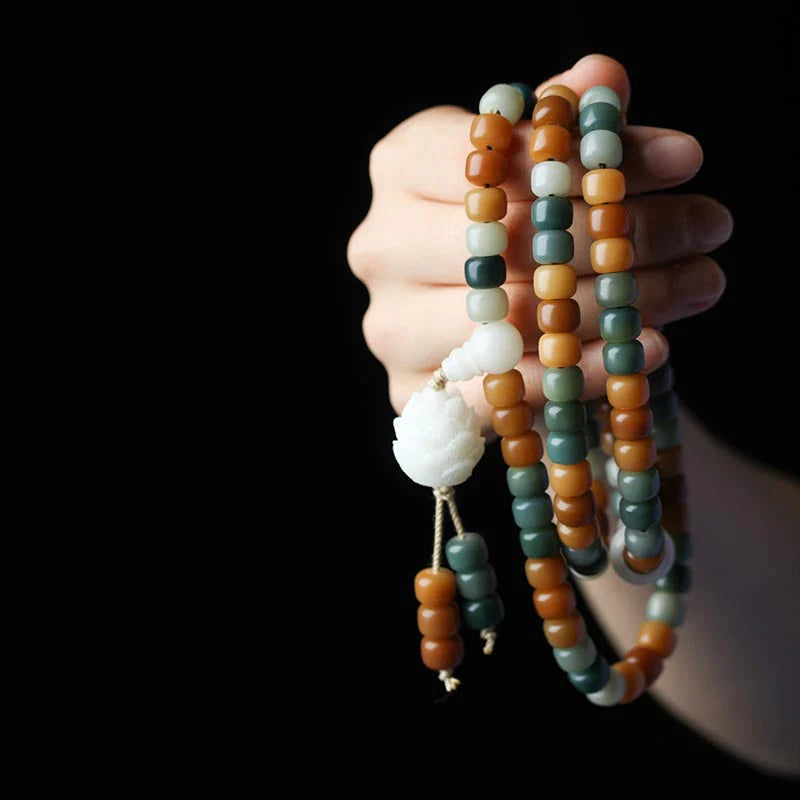 Buddha Stones Bodhi Lotus Mala Harmony Necklace Bracelet