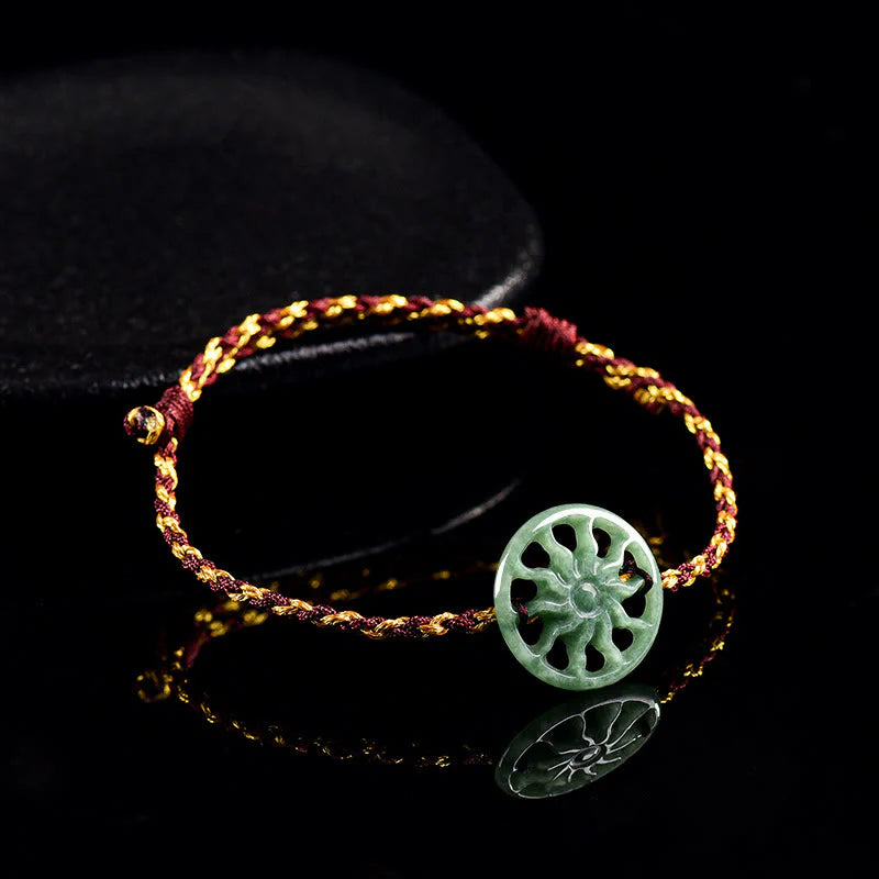 Buddha Stones Jade Sun Braided Rope Abundance Bracelet