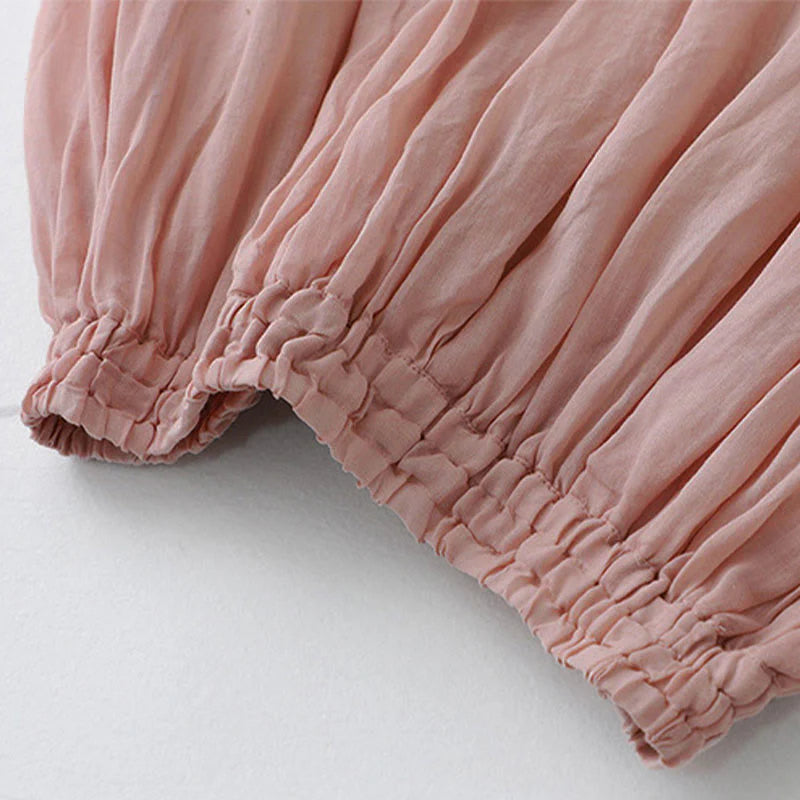 Buddha Stones Solid Lace Elastic Waist Cotton Women's Skirt