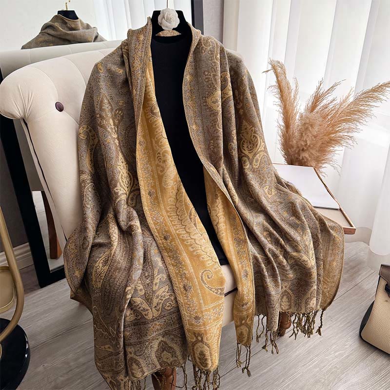 Buddha Stones Spring Floral Paisley Pattern Scarf Shawl With Tassels