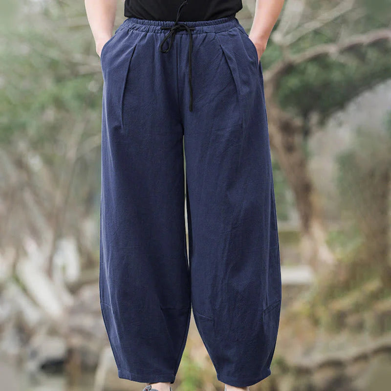Buddha Stones Plain Casual Bloomer Men's Pants With Pockets