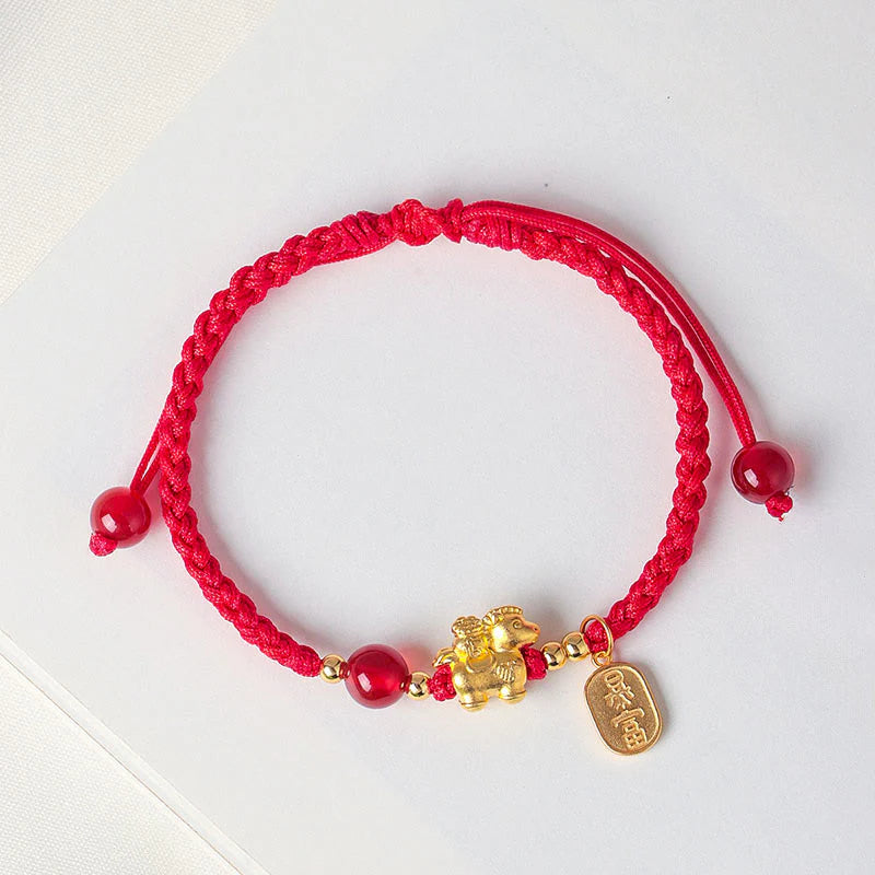 Buddha Stones 999 Sterling Silver Year Of The Horse Peaceful And Rich Success String Bracelet